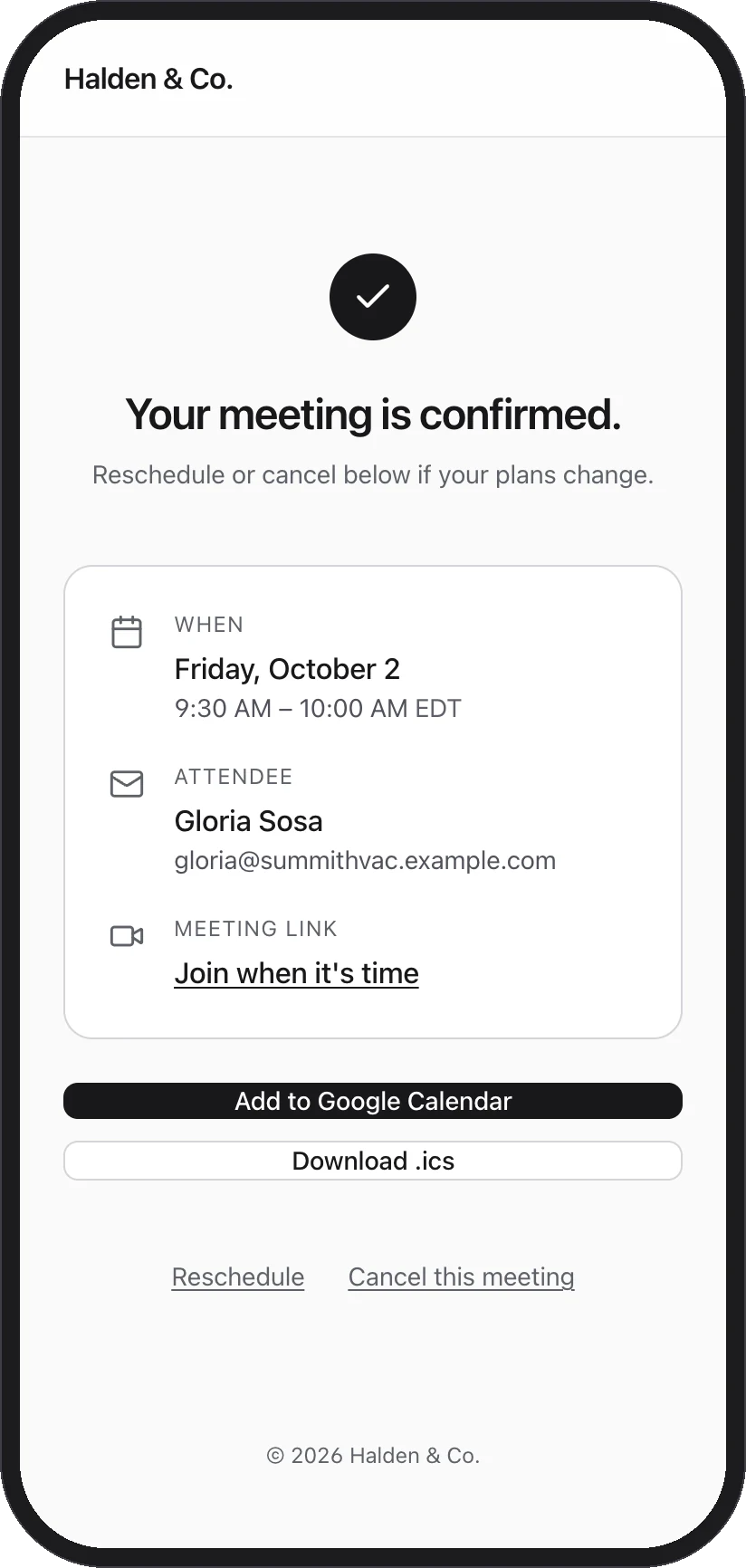 The confirmation on Gloria’s phone